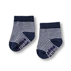 Cute Walk by Babyhug Knit Ankle Length Anti Bacterial Anti Skid Socks with Stripes & Animal Design Pack of 3 - White & Navy Blue
