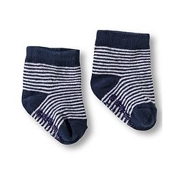 Cute Walk by Babyhug Knit Ankle Length Anti Bacterial Anti Skid Socks with Stripes & Animal Design Pack of 3 - White & Navy Blue