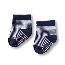 Cute Walk by Babyhug Knit Ankle Length Anti Bacterial Anti Skid Socks with Stripes & Animal Design Pack of 3 - White & Navy Blue