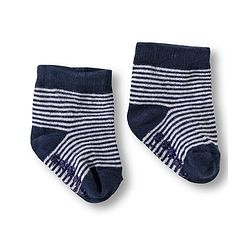 Cute Walk by Babyhug Knit Ankle Length Anti Bacterial Anti Skid Socks with Stripes & Animal Design Pack of 3 - White & Navy Blue