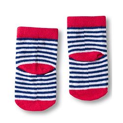 Cute Walk by Babyhug Knit Ankle Length Anti Bacterial Socks with Stripes & Animal Design Pack of 3 - Red & Navy Blue