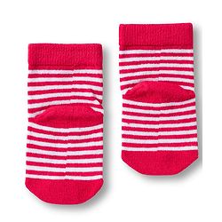 Cute Walk by Babyhug Knit Ankle Length Anti Bacterial Socks with Stripes & Animal Design Pack of 3 - Red & Navy Blue