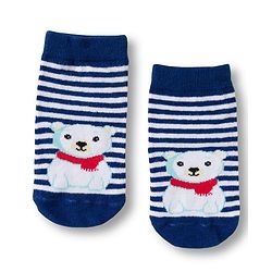 Cute Walk by Babyhug Knit Ankle Length Anti Bacterial Socks with Stripes & Animal Design Pack of 3 - Red & Navy Blue