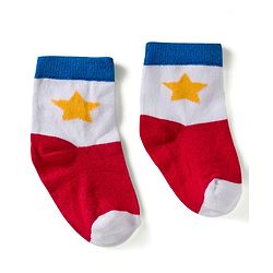 Cute Walk by Babyhug Knit Ankle Length Anti Bacterial Socks with Star & Stripe Design Pack of 3 - Red Navy Blue & White