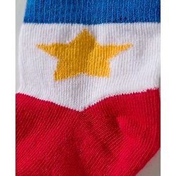 Cute Walk by Babyhug Knit Ankle Length Anti Bacterial Socks with Star & Stripe Design Pack of 3 - Red Navy Blue & White