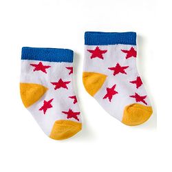 Cute Walk by Babyhug Knit Ankle Length Anti Bacterial Socks with Star & Stripe Design Pack of 3 - Red Navy Blue & White