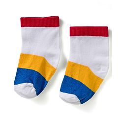 Cute Walk by Babyhug Knit Ankle Length Anti Bacterial Socks with Star & Stripe Design Pack of 3 - Red Navy Blue & White