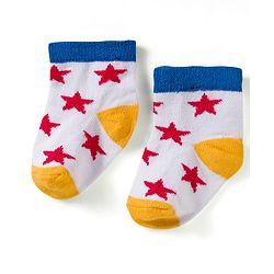 Cute Walk by Babyhug Knit Ankle Length Anti Bacterial Socks with Star & Stripe Design Pack of 3 - Red Navy Blue & White
