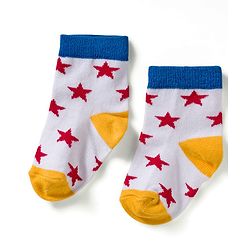 Cute Walk by Babyhug Knit Ankle Length Anti Bacterial Socks with Star & Stripe Design Pack of 3 - Red Navy Blue & White