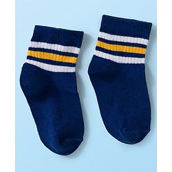 Cute Walk by Babyhug Knit Ankle Length Anti Bacterial Socks with Stripes Pack of 3 - Green White & Blue