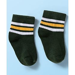 Cute Walk by Babyhug Knit Ankle Length Anti Bacterial Socks with Stripes Pack of 3 - Green White & Blue