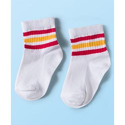 Cute Walk by Babyhug Knit Ankle Length Anti Bacterial Socks with Stripes Pack of 3 - Green White & Blue