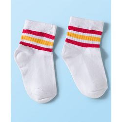 Cute Walk by Babyhug Knit Ankle Length Anti Bacterial Socks with Stripes Pack of 3 - Green White & Blue