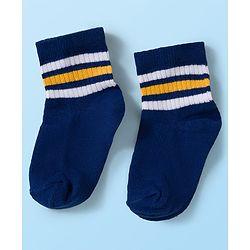 Cute Walk by Babyhug Knit Ankle Length Anti Bacterial Socks with Stripes Pack of 3 - Green White & Blue