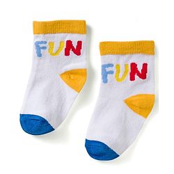 Cute Walk by Babyhug Knit Ankle Length Anti Bacterial Socks with Fun & Stripe Design Pack of 3 -Yellow  Blue & White