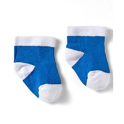 Cute Walk by Babyhug Knit Ankle Length Anti Bacterial Socks with Fun & Stripe Design Pack of 3 -Yellow  Blue & White