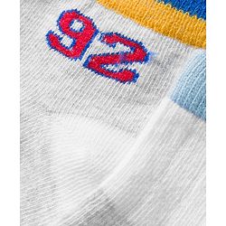 Cute Walk by Babyhug Knit Ankle Length Anti Bacterial Socks with Stripes & Text Design Pack of 3 - White & Light Blue