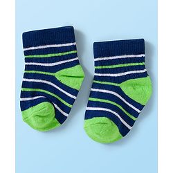 Cute Walk by Babyhug Knit Ankle Length Anti Bacterial Socks with Stripes & Vehicle Design Pack of 3 - Multicolor