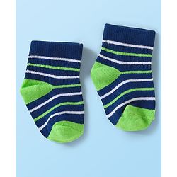 Cute Walk by Babyhug Knit Ankle Length Anti Bacterial Socks with Stripes & Vehicle Design Pack of 3 - Multicolor