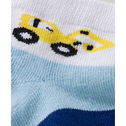 Cute Walk by Babyhug Knit Ankle Length Anti Bacterial Socks with Stripes & Vehicle Design Pack of 3 - Multicolor