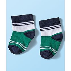 Cute Walk by Babyhug Knit Ankle Length Anti Bacterial Socks with Stripes & Bear Design Pack of 5 - Yellow & Green