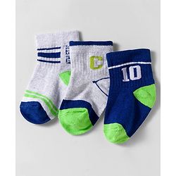 Cute Walk by Babyhug Knit Anti Bacterial Ankle Length Designed Socks  Pack of 3 - Multicolor