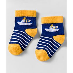 Cute Walk by Babyhug Knit Anti Bacterial Ankle Length Socks With Boat Design Pack of 3 - Multicolor