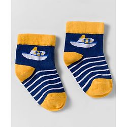 Cute Walk by Babyhug Knit Anti Bacterial Ankle Length Socks With Boat Design Pack of 3 - Multicolor