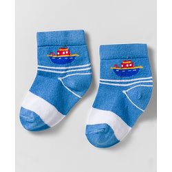 Cute Walk by Babyhug Knit Anti Bacterial Ankle Length Socks With Boat Design Pack of 3 - Multicolor