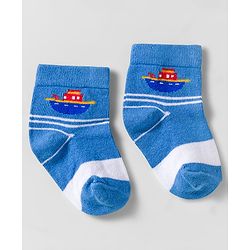 Cute Walk by Babyhug Knit Anti Bacterial Ankle Length Socks With Boat Design Pack of 3 - Multicolor