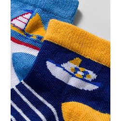 Cute Walk by Babyhug Knit Anti Bacterial Ankle Length Socks With Boat Design Pack of 3 - Multicolor