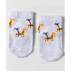 Cute Walk by Babyhug Knit Anti Bacterial Ankle Length Socks With Animal Design Pack of 3 - Multicolor