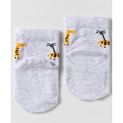 Cute Walk by Babyhug Knit Anti Bacterial Ankle Length Socks With Animal Design Pack of 3 - Multicolor