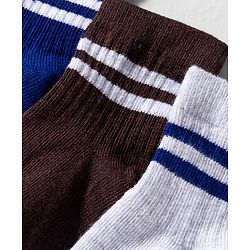 Cute Walk by Babyhug Knit Anti Bacterial Ankle Length Striped Socks Pack of 3 - Multicolor