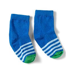 Cute Walk by Babyhug Knit Ankle Length Anti Bacterial Socks with Dino & Stripes Design Pack of 3 - White & Blue