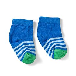 Cute Walk by Babyhug Knit Ankle Length Anti Bacterial Socks with Dino & Stripes Design Pack of 3 - White & Blue