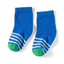 Cute Walk by Babyhug Knit Ankle Length Anti Bacterial Socks with Dino & Stripes Design Pack of 3 - White & Blue