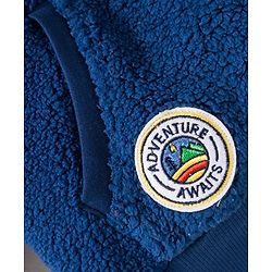 Babyhug Cotton Knit Full Raglan Sleeves Hooded Sweatshirt With Explore Embroidery & Kangaroo Pockets - Navy Blue