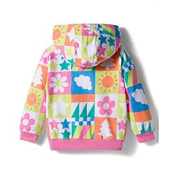 Babyhug Cotton Knit Full Sleeves Hooded Sweatjacket With Floral Print & Kangaroo Pockets - Multicolor