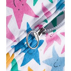 Babyhug Cotton Knit Full Sleeves Hooded Sweatjacket With Star Print & Kangaroo Pockets - Multicolor