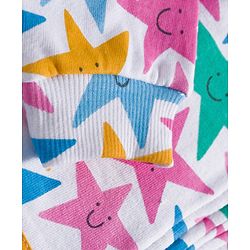 Babyhug Cotton Knit Full Sleeves Hooded Sweatjacket With Star Print & Kangaroo Pockets - Multicolor