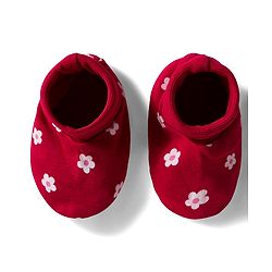 Babyhug 100% Cotton Interlock Knit Mittens & Booties Set with Floral Print - Red