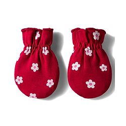 Babyhug 100% Cotton Interlock Knit Mittens & Booties Set with Floral Print - Red