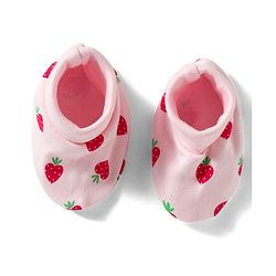Babyhug 100% Cotton Knit Mittens & Booties Set with Strawberry Print - Pink