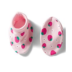 Babyhug 100% Cotton Knit Mittens & Booties Set with Strawberry Print - Pink