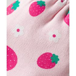 Babyhug 100% Cotton Knit Mittens & Booties Set with Strawberry Print - Pink