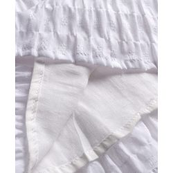 Babyhug Cotton Woven Half Puffed Sleeves Tiered Dress With Smock Detailing - White