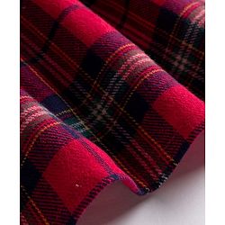 Babyhug Cotton Woven Full Sleeves Frock with Checks and Bow Applique - Red & White