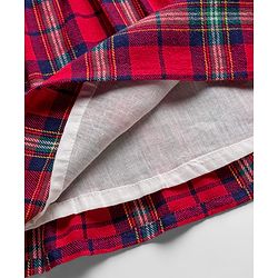 Babyhug Cotton Woven Full Sleeves Frock with Checks and Bow Applique - Red & White