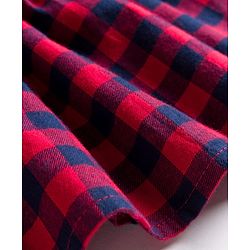 Babyhug Cotton Woven Half Sleeves Peter Pan Collar With Checks & Bow Applique - Red & Navy Blue